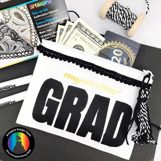 Congrats Grad Iron-On-Ink Poly-Canvas Zip Case Gift Idea