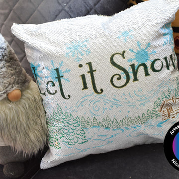 Let It Snow Artesprix Sequin Pillow