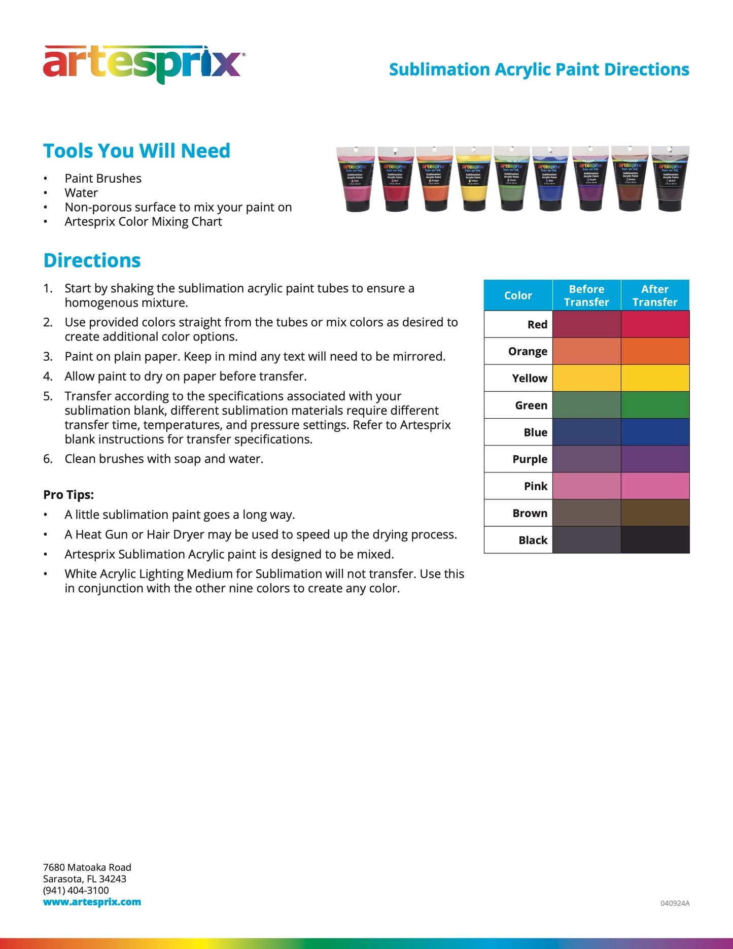 Sublimation Acrylic Paint Bundle (9) - Artesprix