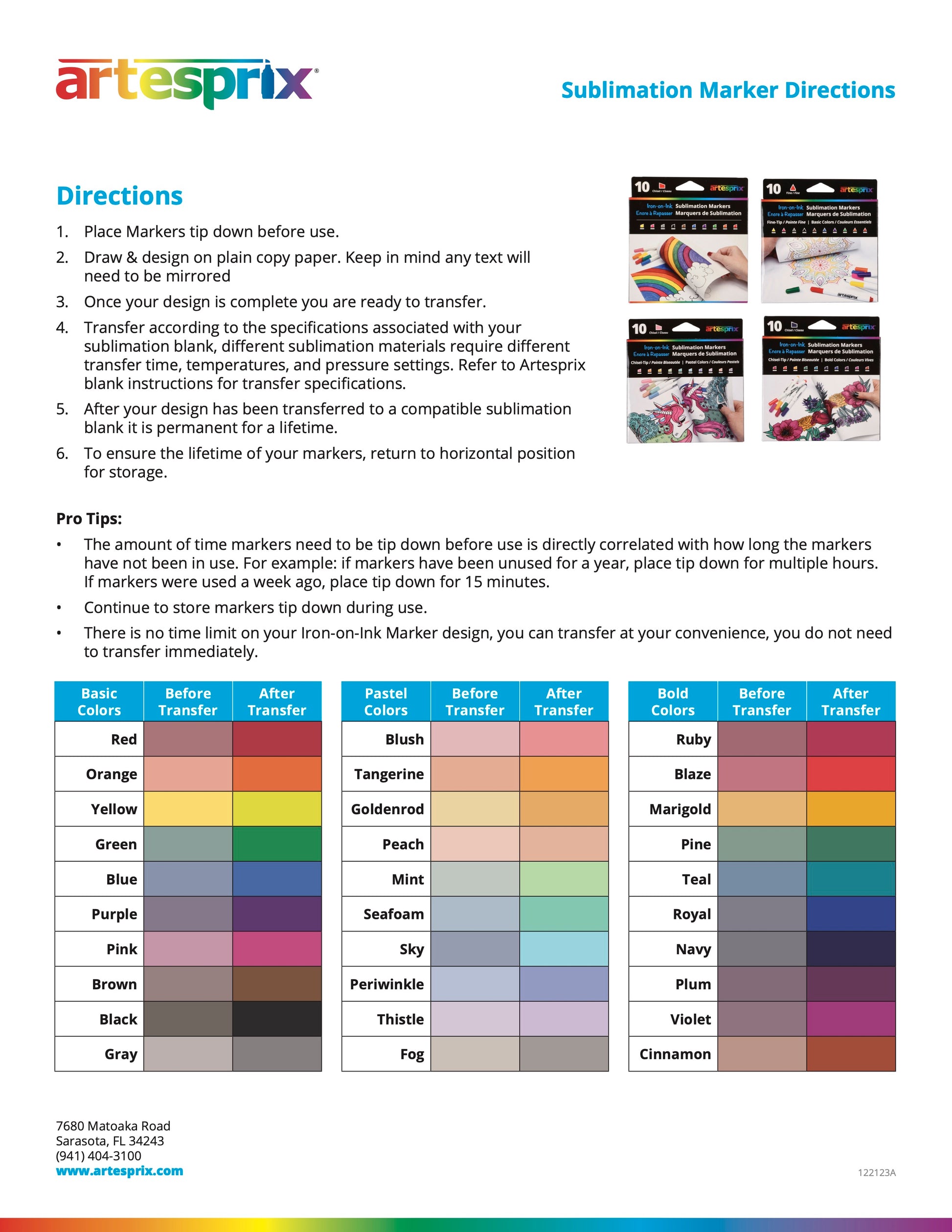 Sublimation Markers Basic Colors Bundle (2) - Artesprix