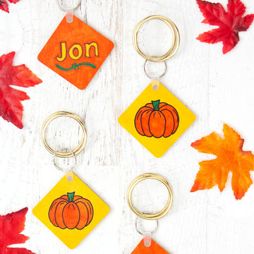 Label & Place with Artesprix Maple Key Chains for Thanksgiving