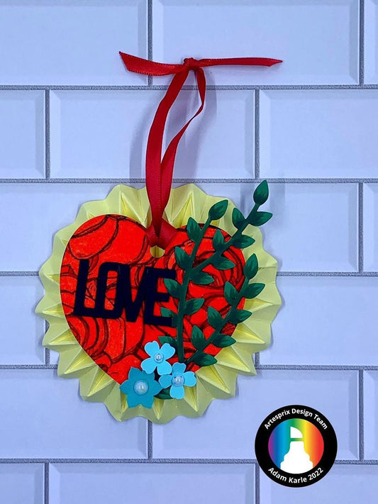 Iron-on-Ink Rose Metal Heart Ornament