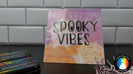 Spooky Decorative Metal Panel with Iron-on-Ink Stamp Pads