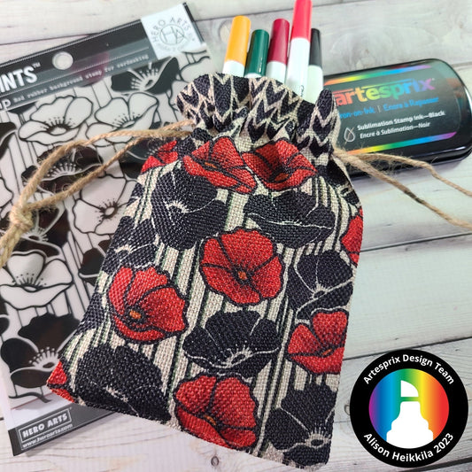 Hero Arts Poppy Drawstring Bag with Artesprix Iron-on-Ink