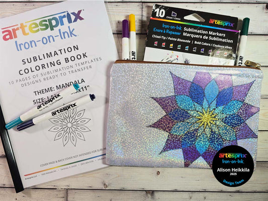 Sublimation Coloring Book Mandala Iridescent Zip Case