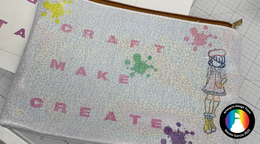 Maker Message Iron-on-Ink Glitter Zip Case