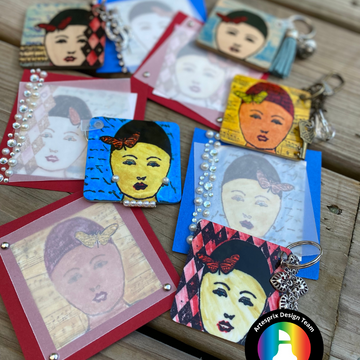 Stamped Art Collage Iron-on-Ink Key Chains