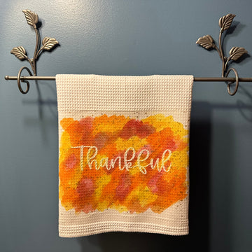 Fall Watercolor Thanksgiving Towel with Iron-on-Ink