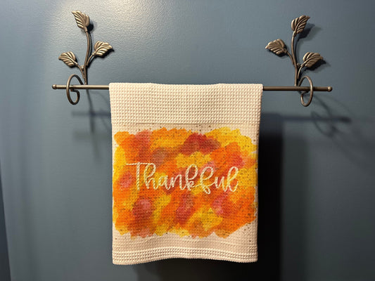 Fall Watercolor Thanksgiving Towel with Iron-on-Ink