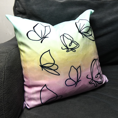 Pale Pastel Butterly Ombre Pillow Case with Iron-on-Ink