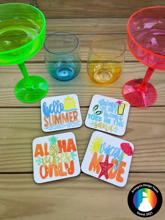 Summertime Coasters using Artesprix Sublimation Markers