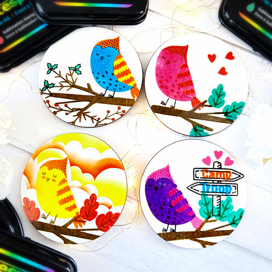 Cozy Cardinal Colorful Coasters with Artesprix Sublimation Ink