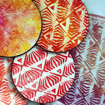 Funky Diamond Coasters with Artesprix Paint and Homemade Gellie Plate