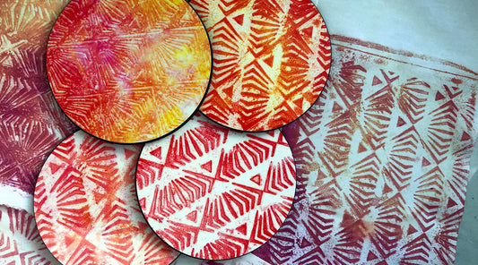 Funky Diamond Coasters with Artesprix Paint and Homemade Gellie Plate