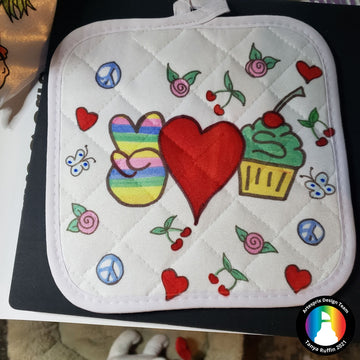 Peace, Love, Cupcakes! October Blank of the Month, Artesprix Pot Holder