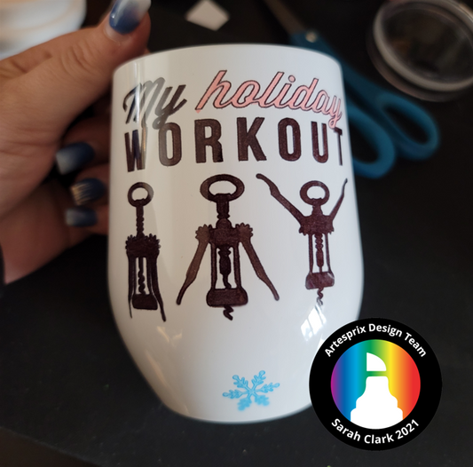 Holiday Wine Tumbler with Iron-on-Ink