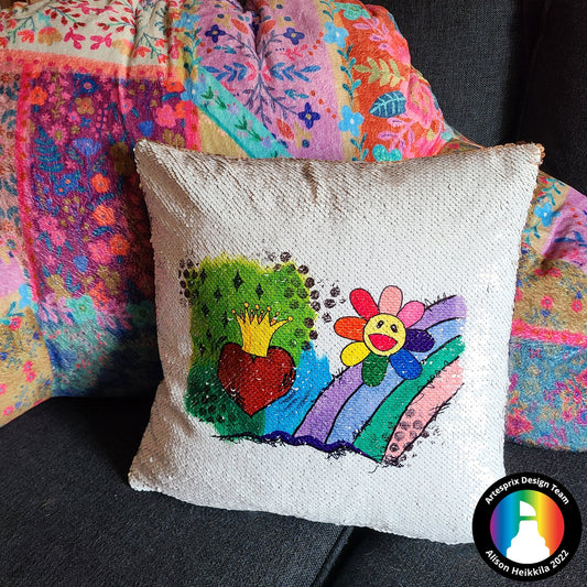 Groovy Sequin Pillow with Artesprix Paint