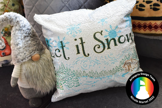 Let It Snow Artesprix Sequin Pillow