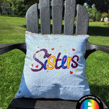 Sisterly Love Sequin Pillow with Artesprix Iron-on-Ink