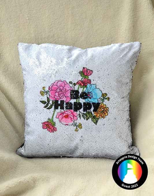 Floral Fun Sequin Pillow with Artesprix