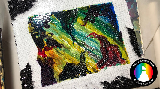 Abstract Artesprix Painting on Sequin Pillow Case