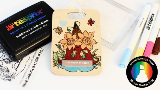 Iron-on-Ink Gnome Bag Tag with Artesprix Sublimation Markers!