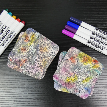 Floral Textured Coasters With Artesprix Sublimation Markers