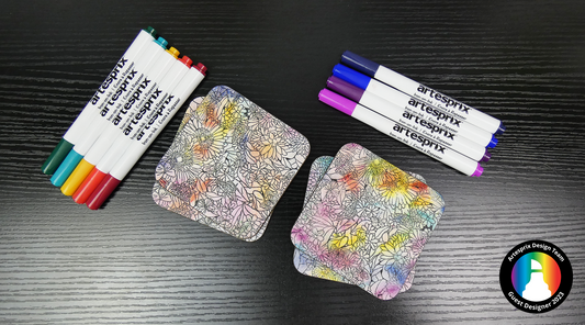 Floral Textured Coasters With Artesprix Sublimation Markers