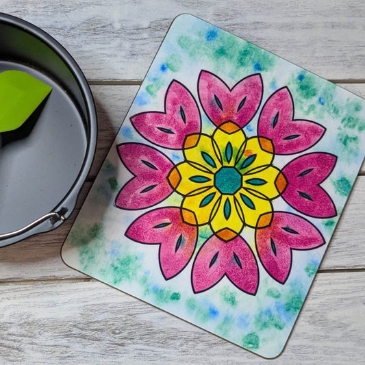Springtime Mandala Trivet with Sublimation Coloring Book & Iron-on-Ink