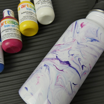 Marble Water Bottle with Shaving Cream and Artesprix Paint