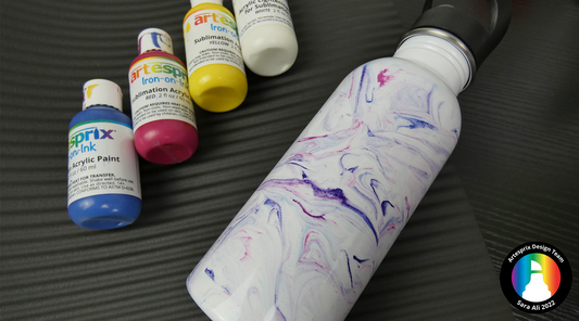 Marble Water Bottle with Shaving Cream and Artesprix Paint