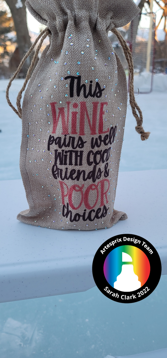 Winter Wine Bag with Iron-on-Ink