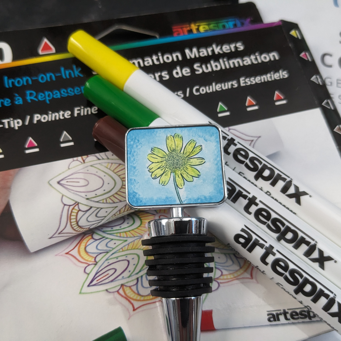 Sublimation Coloring Book Wine Stopper with Iron-on-Ink | Artesprix