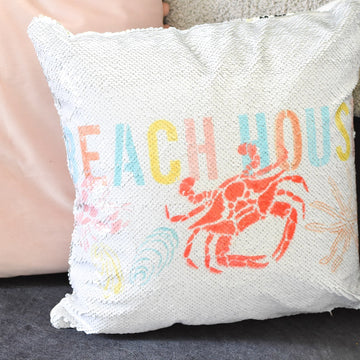 Pastel Stencil Sequin Pillow Project