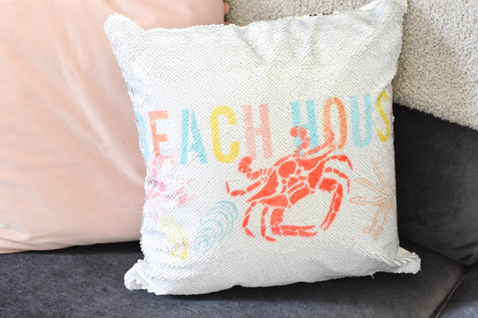 Pastel Stencil Sequin Pillow Project