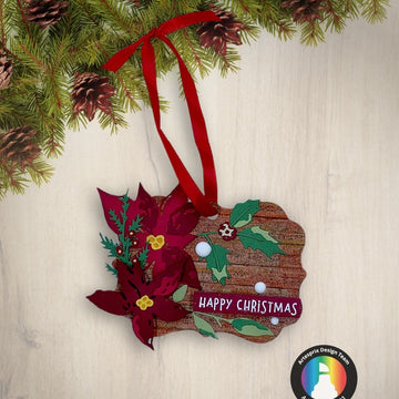 Mixed Media Poinsettia Wood Design Ornament with Iron-on-Ink