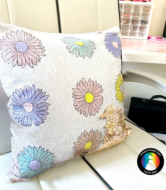 FLOWER POWER Artesprix Sequin Pillow!