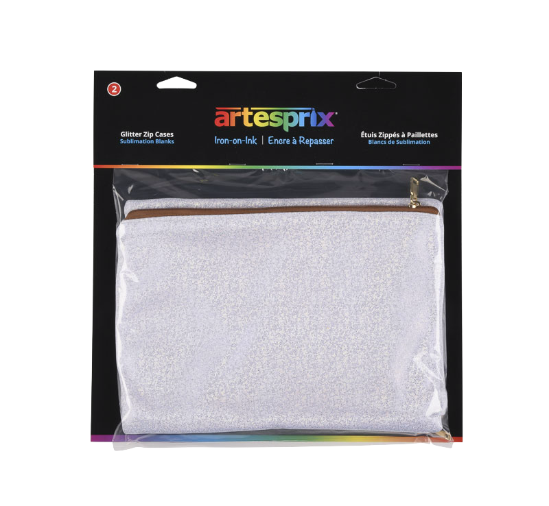 Artesprix Sublimation Glitter Zip Case Blannks 2ct