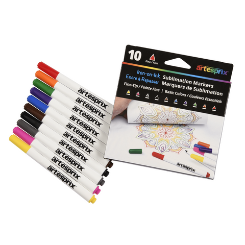 Artesprix Sublimation Markers - Fine-Tip, Set of 10 Basic Colors