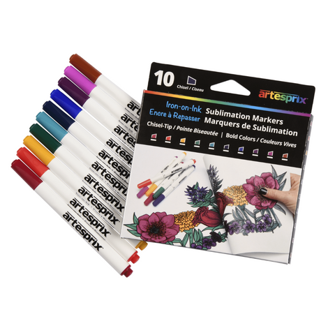 Artesprix Sublimation Markers - Chisel-Tip, Set of 10 Bold Colors